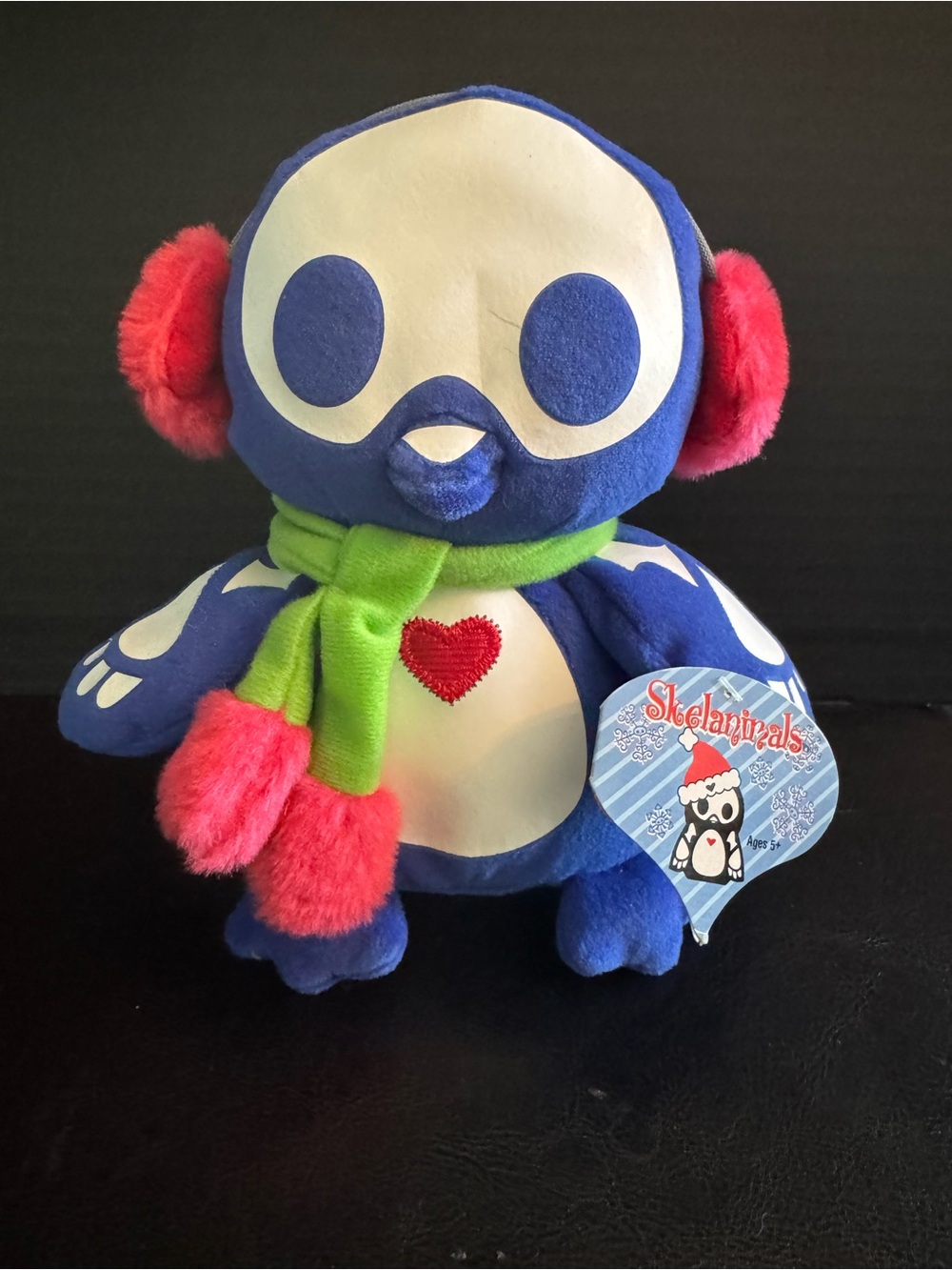 BNWT Skelanimal Plush Penguin goth Toy - Blue with Pink & Green Accents